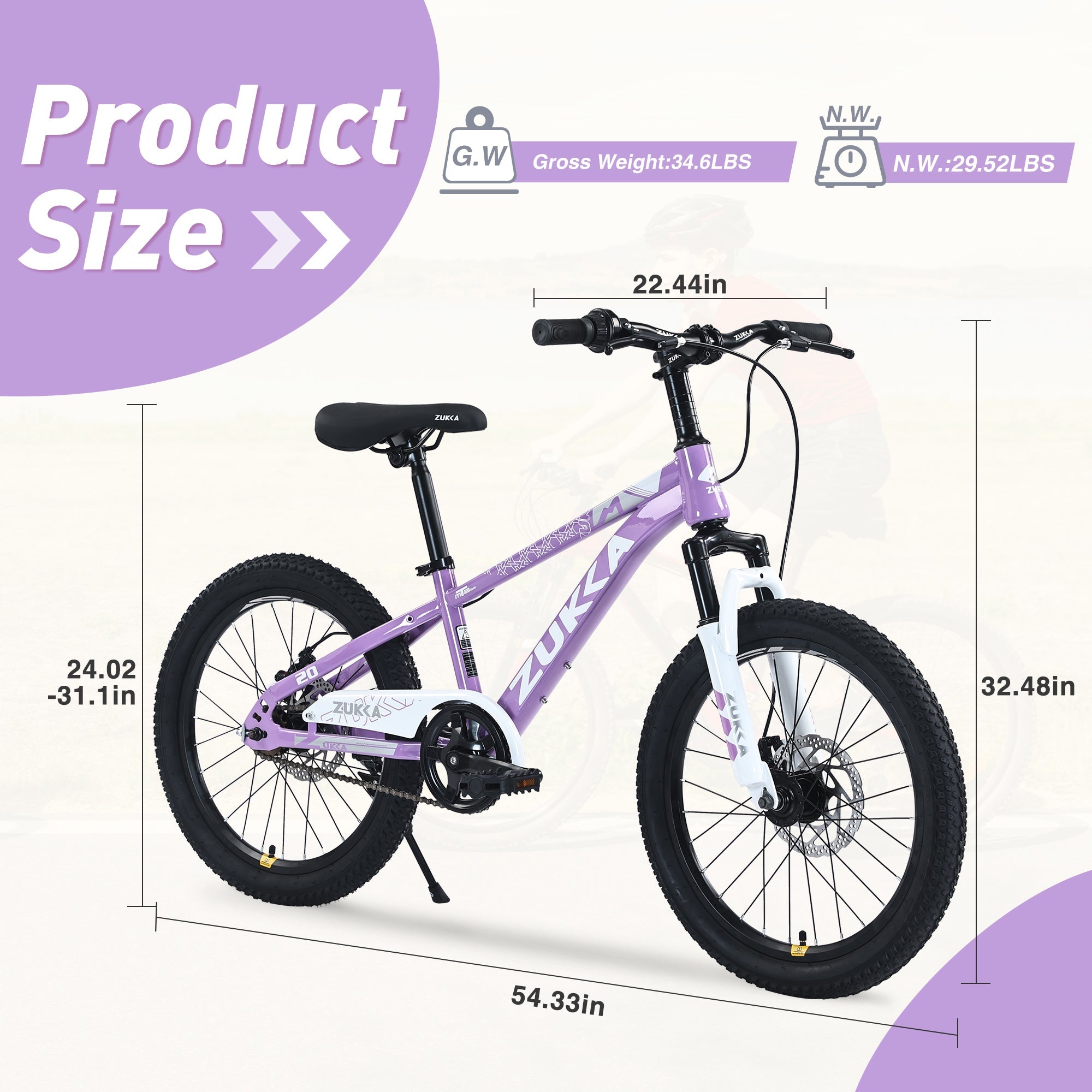 ZUKKA 20 Inch Mountain Bike for Boys and Girls