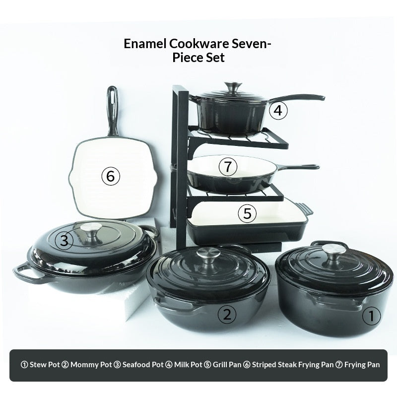 7-Piece Cast Iron Enamel Cookware Set