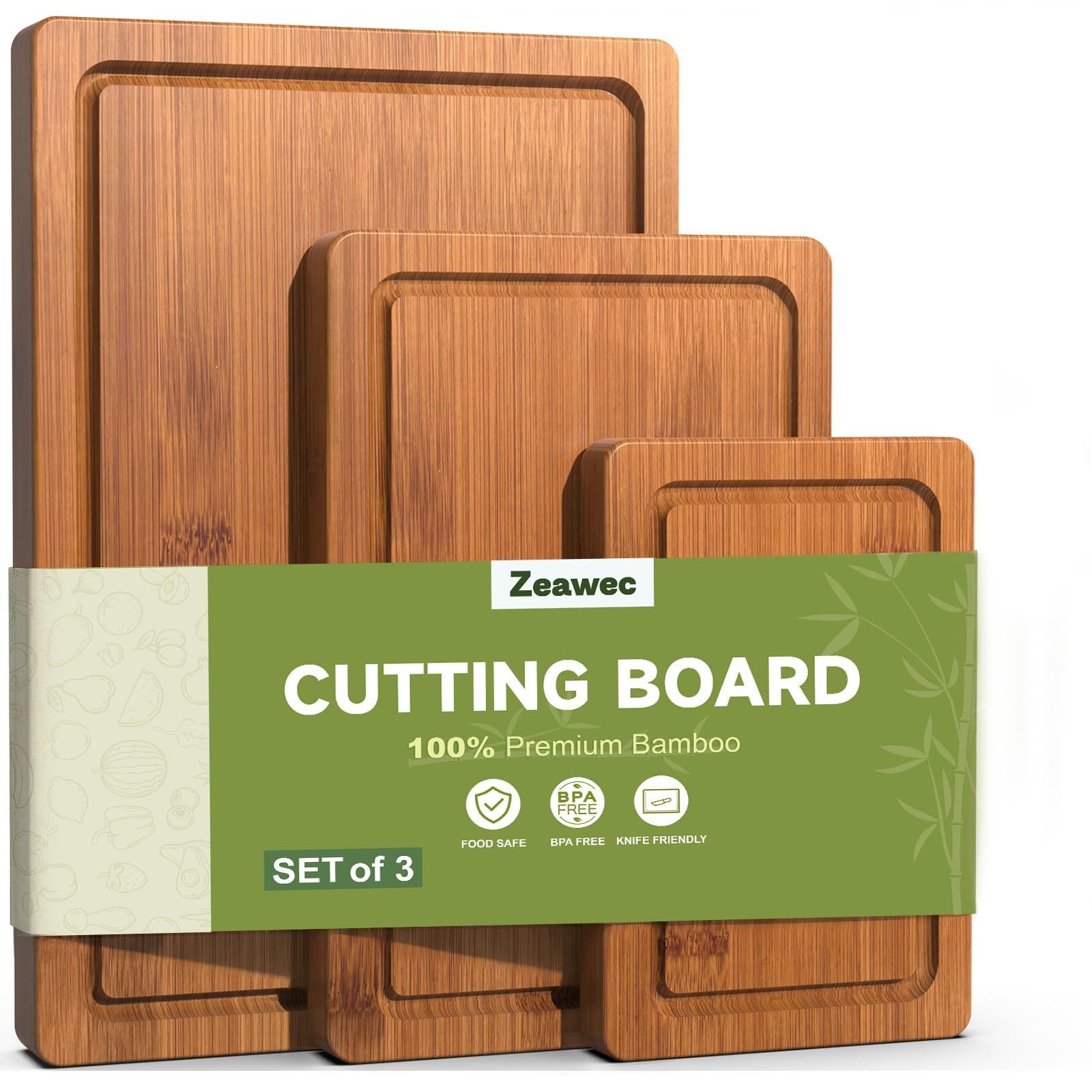 Kitchen Three-piece Bamboo Cutting Board Set