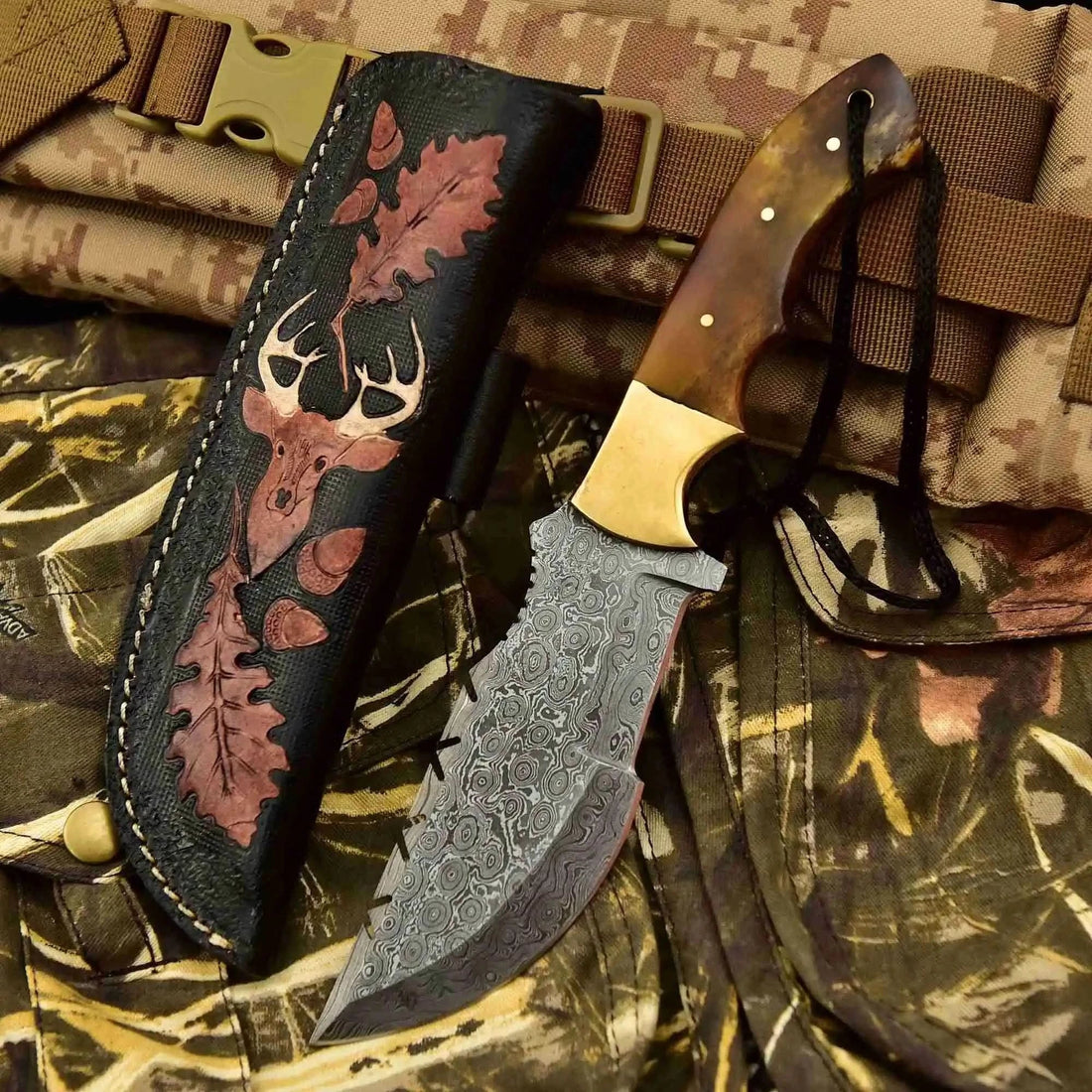 Canyon Tracker Survival Knife Damascus Steel Multiple Handle Colors | JW SteelCrafts