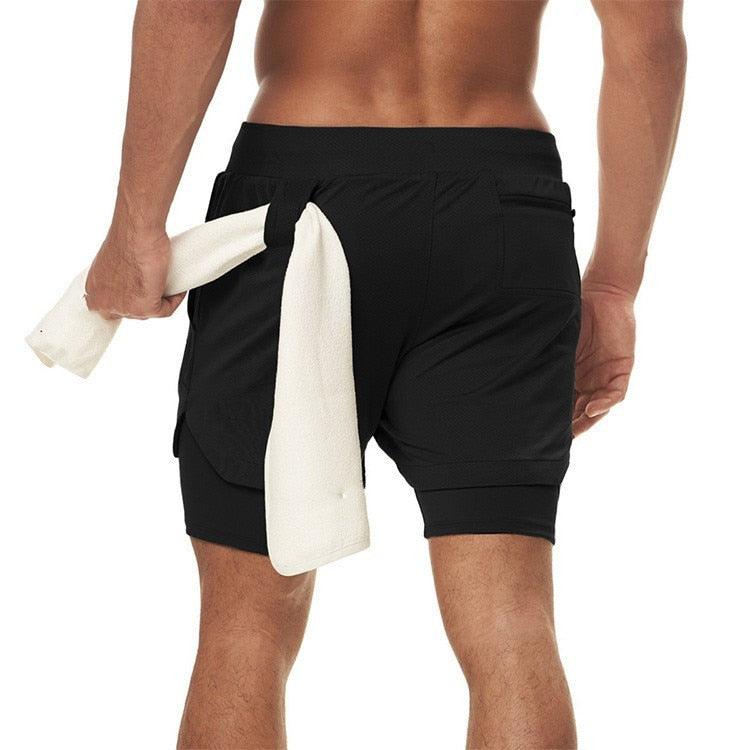 Men's Camo 2-in-1 Quick Dry Running Gym Shorts