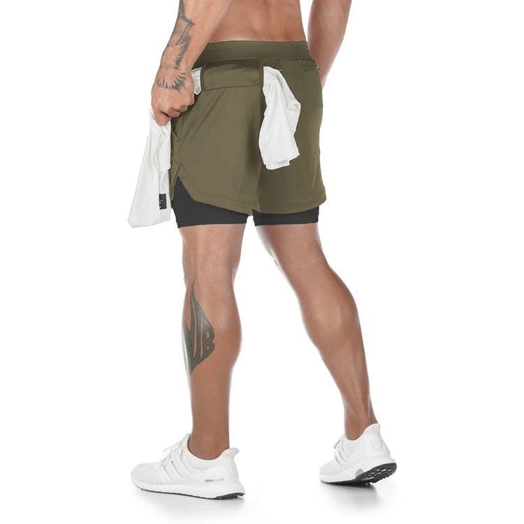Men's Camo 2-in-1 Quick Dry Running Gym Shorts