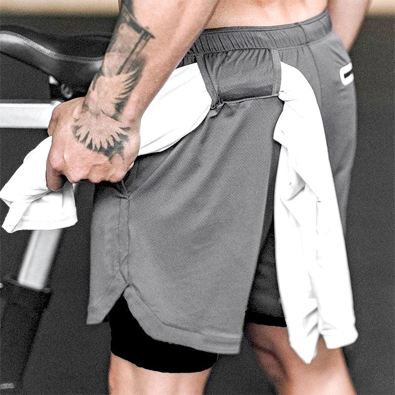 Men's Camo 2-in-1 Quick Dry Running Gym Shorts
