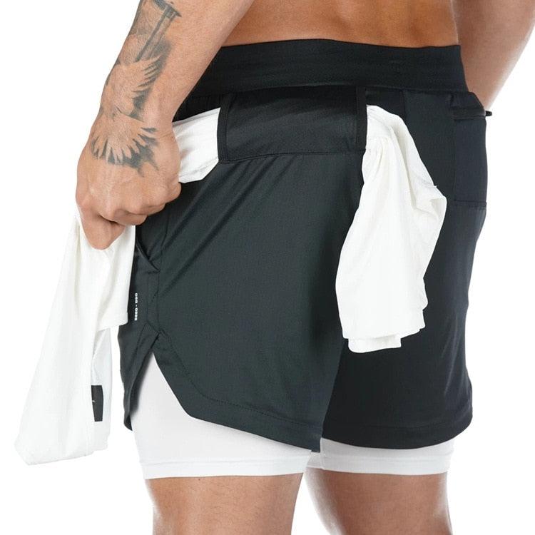 Men's Camo 2-in-1 Quick Dry Running Gym Shorts