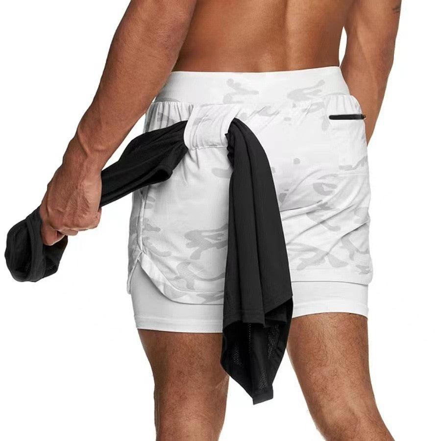 Men's Camo 2-in-1 Quick Dry Running Gym Shorts
