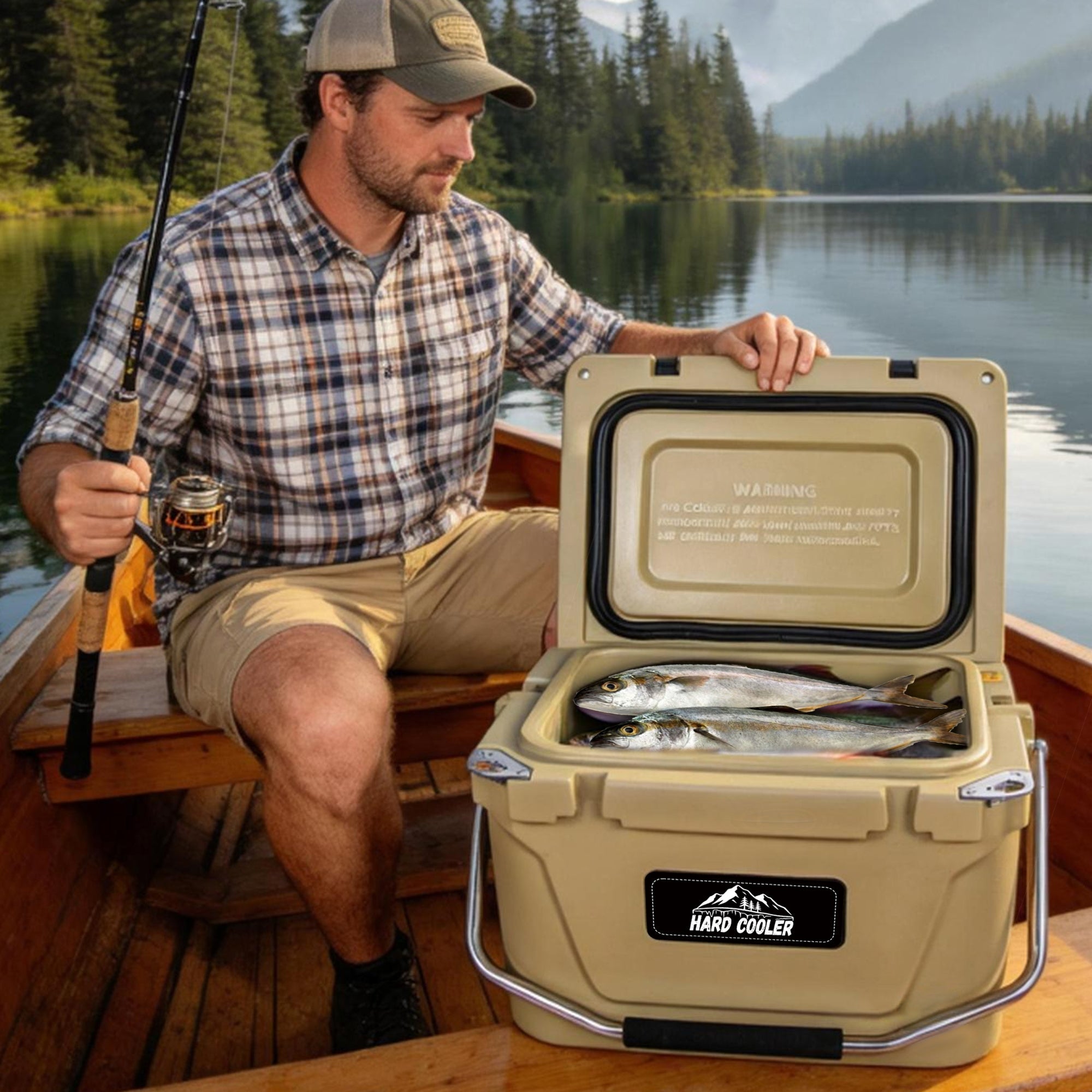20 Quart Khaki Cooler, Ultra-Tough Hard Shell Ice Chest