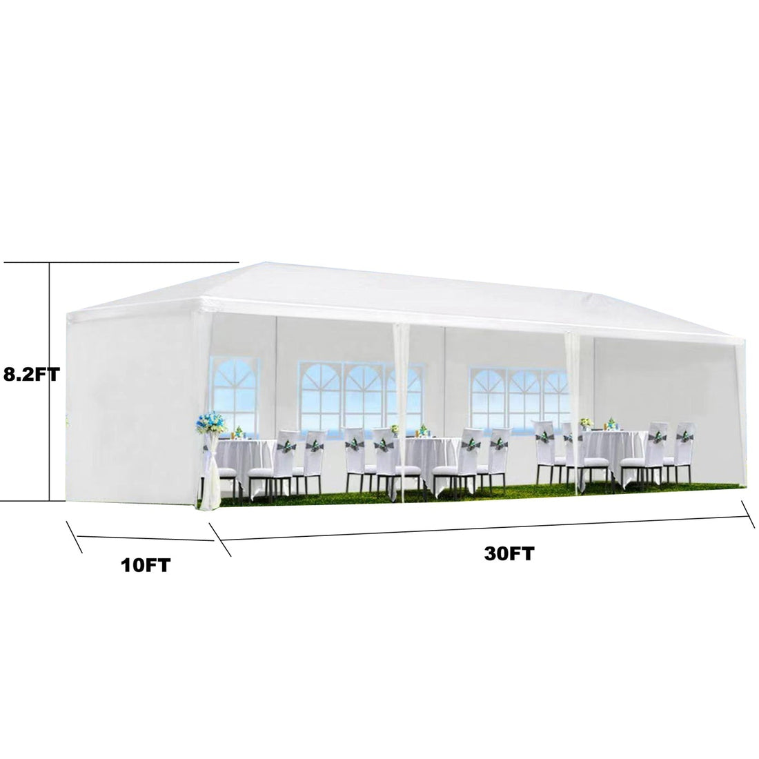Outdoor Canopy Tent 30'L × 10'W with Removable Sidewalls