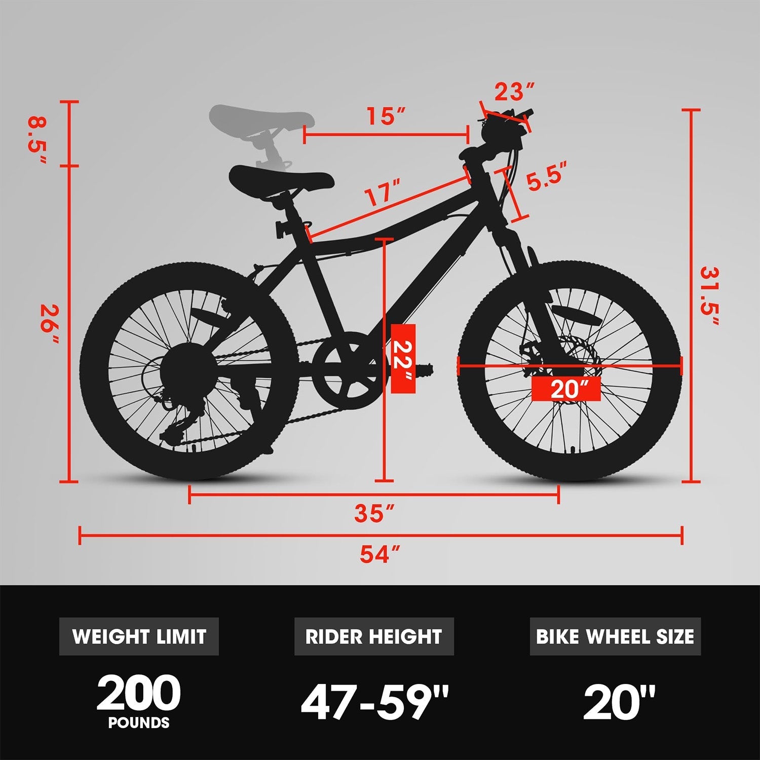 20 Inch Kids Mountain Bike, 7-Speed with Front Suspension