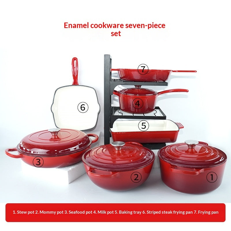 7-Piece Cast Iron Enamel Cookware Set