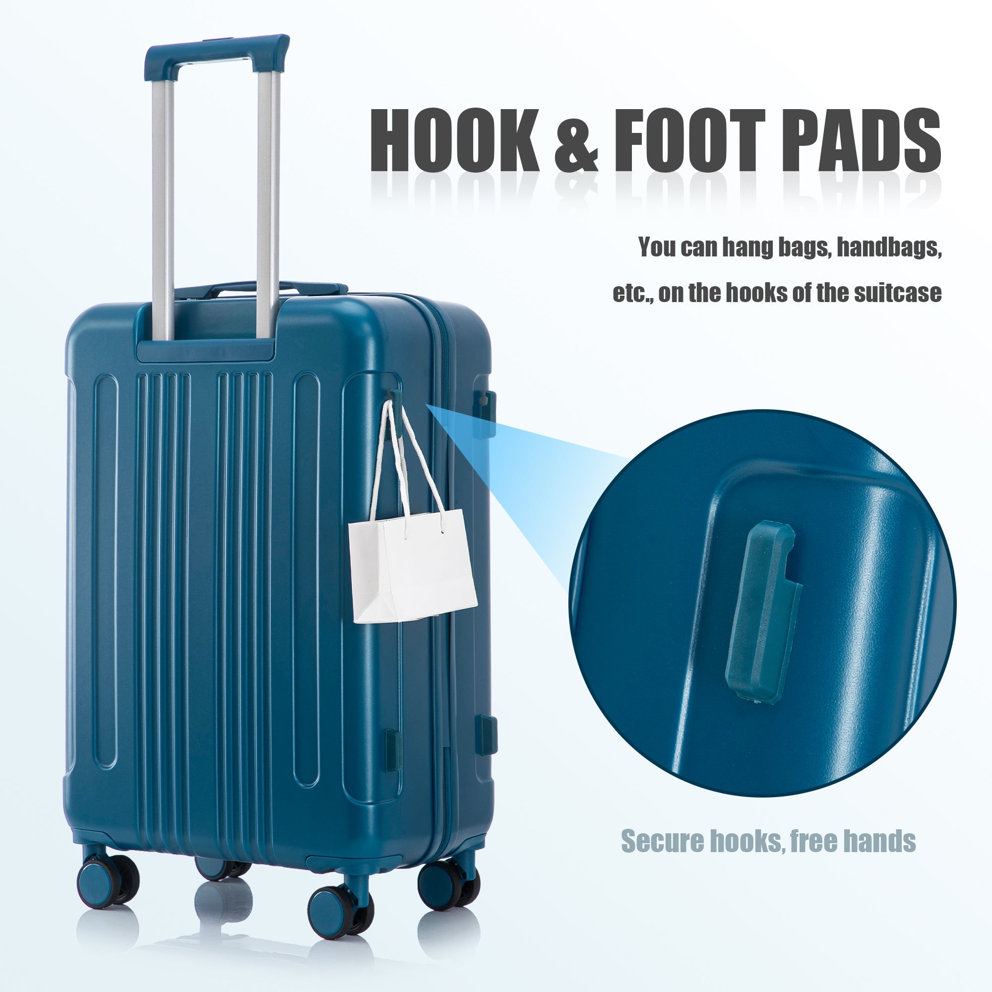 3-Piece ABS Spinner Wheel Luggage Set in Dark Blue
