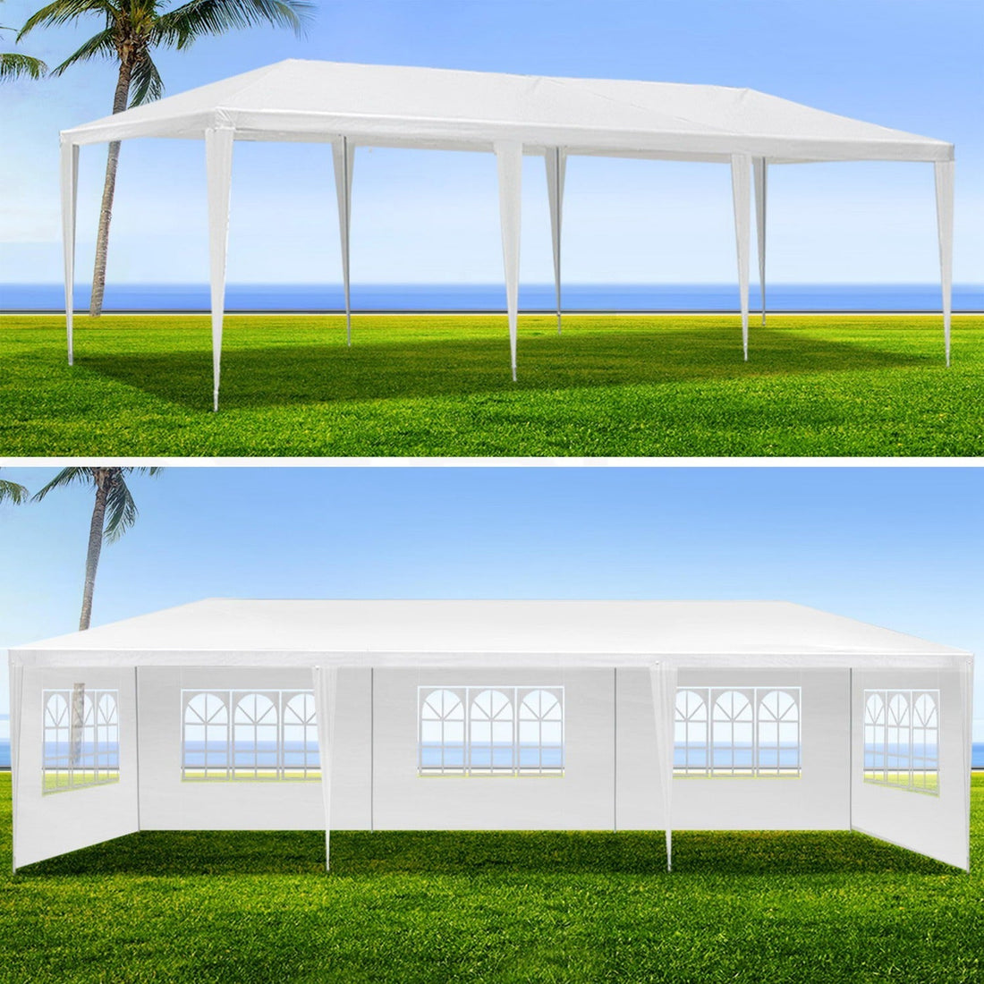 Outdoor Canopy Tent 30'L × 10'W with Removable Sidewalls