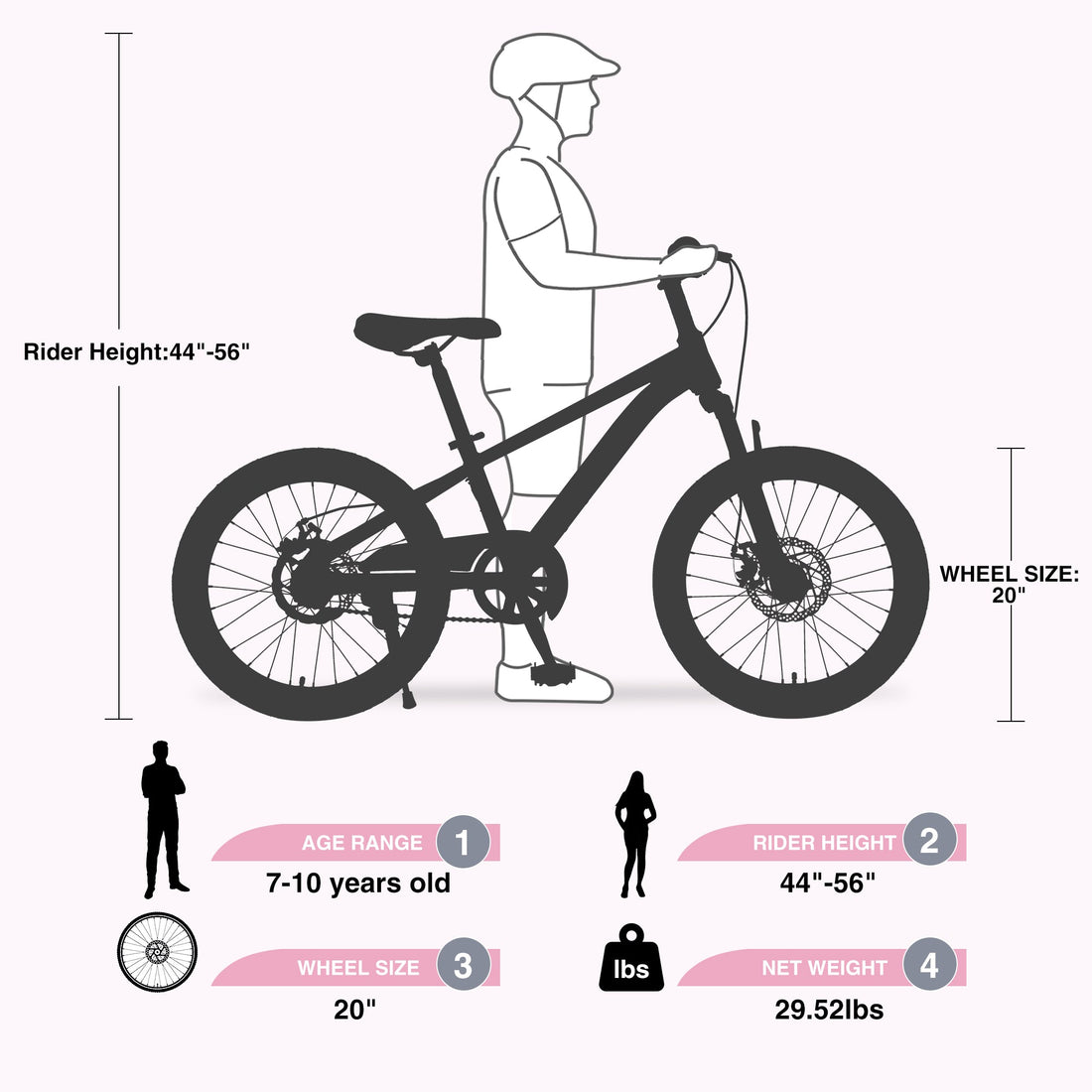 ZUKKA 20 Inch Mountain Bike for Boys and Girls