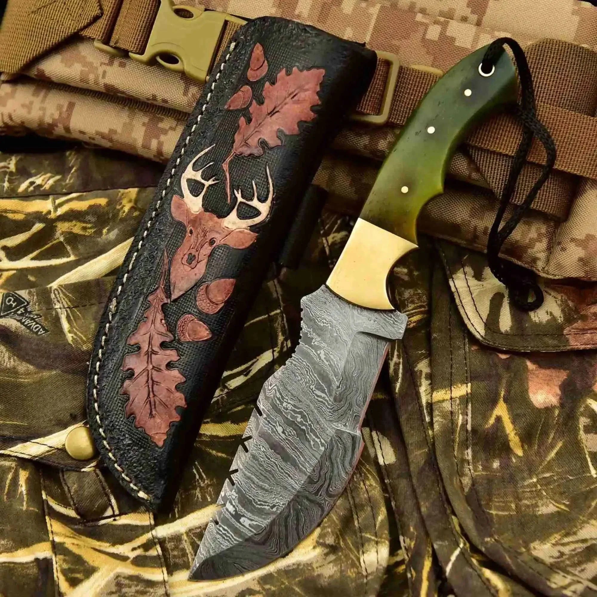 Canyon Tracker Survival Knife Damascus Steel Multiple Handle Colors | JW SteelCrafts