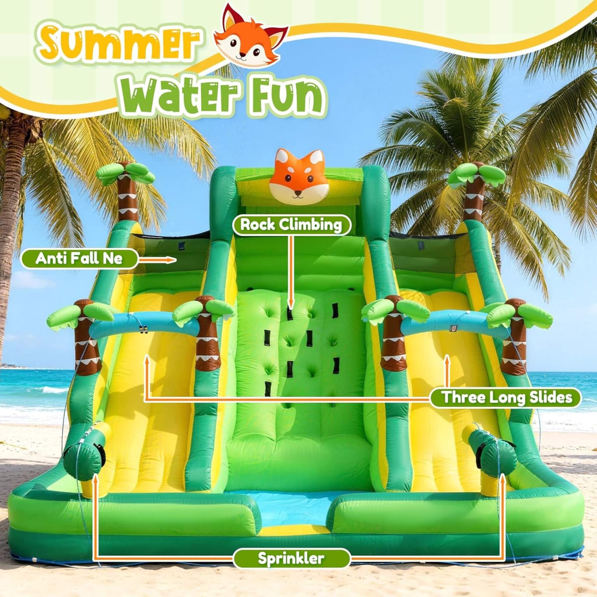 Inflatable Water Slide Park With Pool And Climbing Wall (SAK90736)