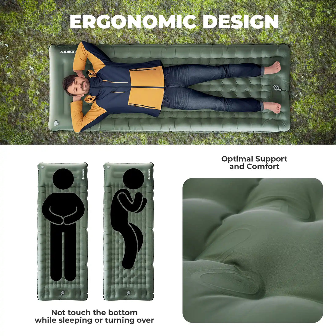 Ultra-Light Inflatable Sleeping Pad with Built-In Pillow