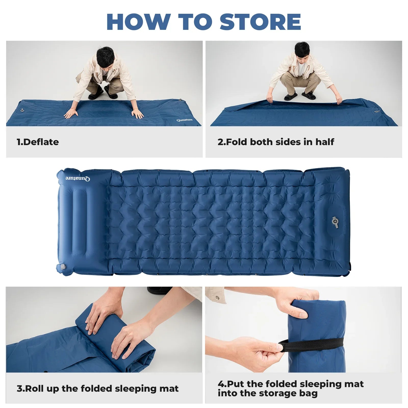 Ultra-Light Inflatable Sleeping Pad with Built-In Pillow