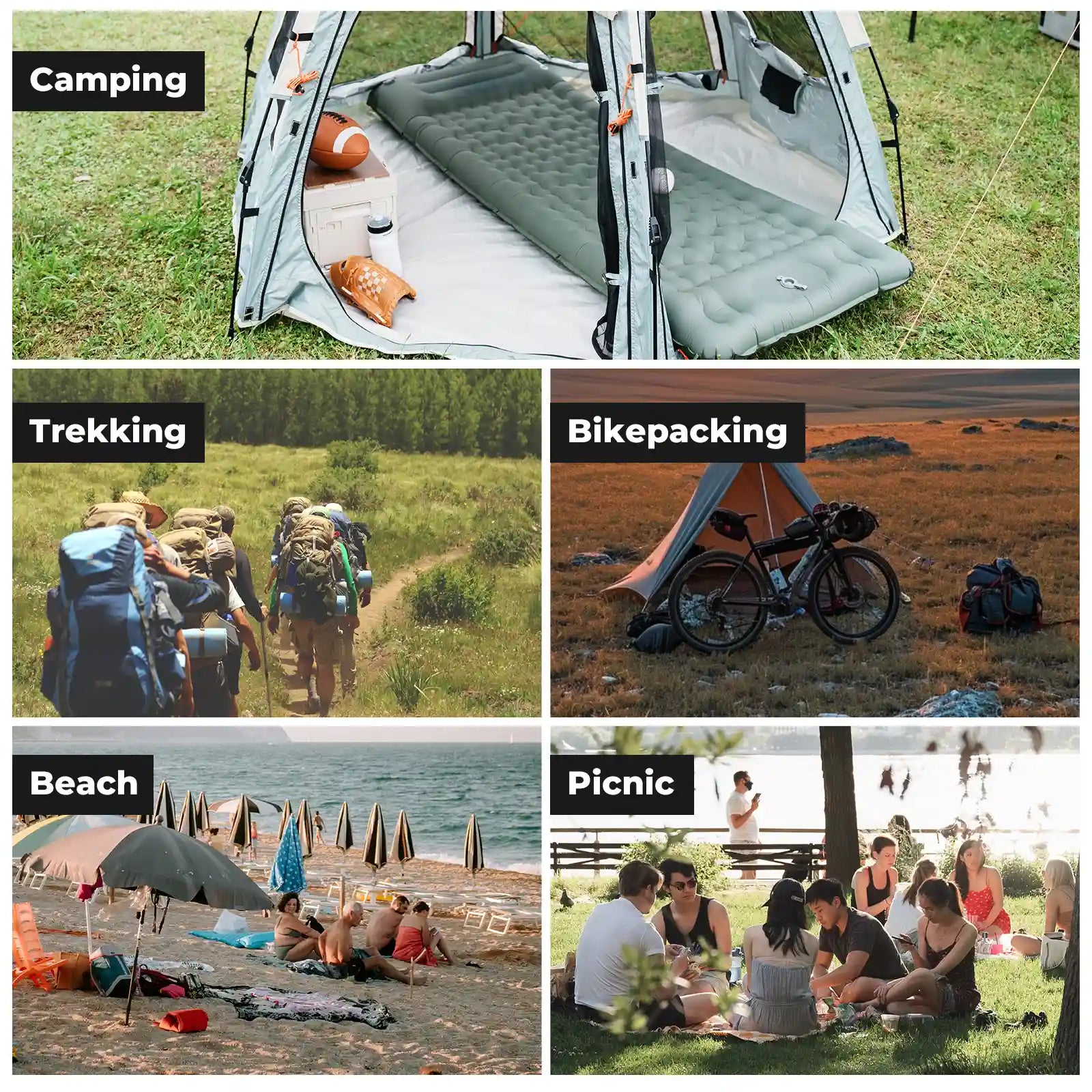Ultra-Light Inflatable Sleeping Pad with Built-In Pillow