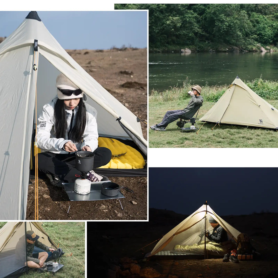 Ultralight 1-Person Poleless Tent Rainproof Easy Setup