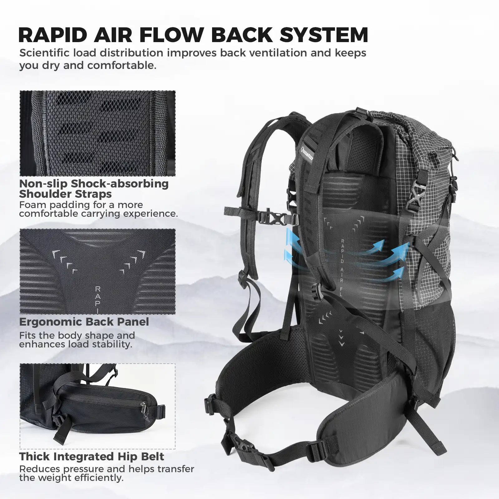 30-35L Waterproof Hiking Backpack Lightweight Outdoor Daypack