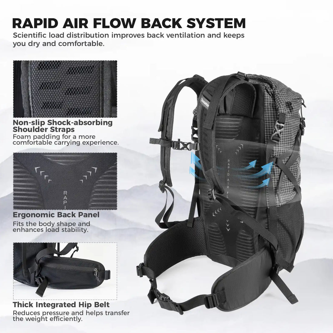 30-35L Waterproof Hiking Backpack Lightweight Outdoor Daypack