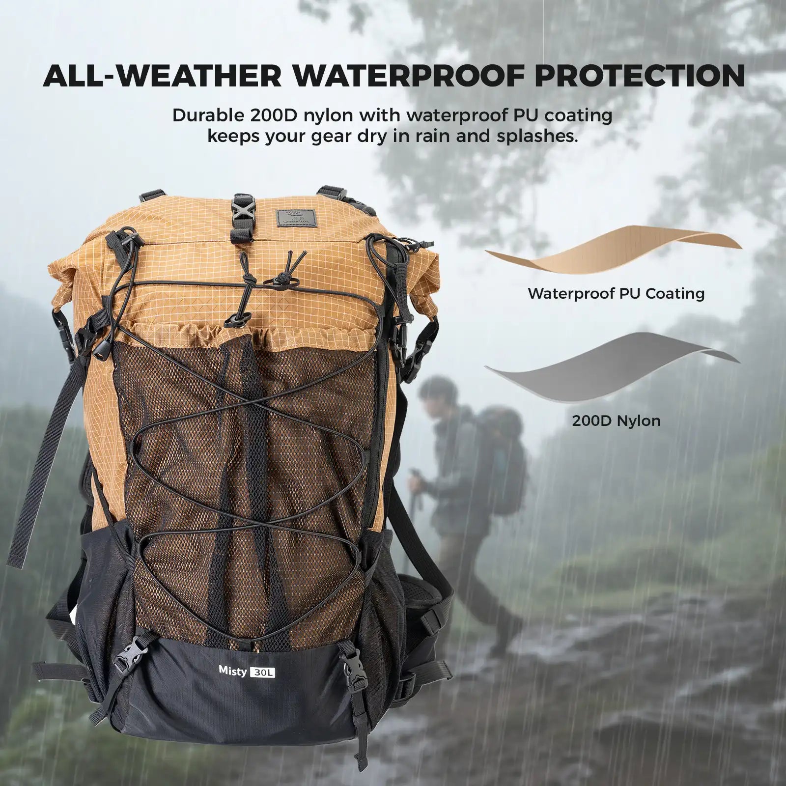 30-35L Waterproof Hiking Backpack Lightweight Outdoor Daypack