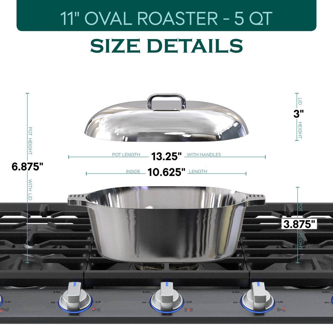 Oval Dutch Oven with Lid - 5 Quart (11 Inch)